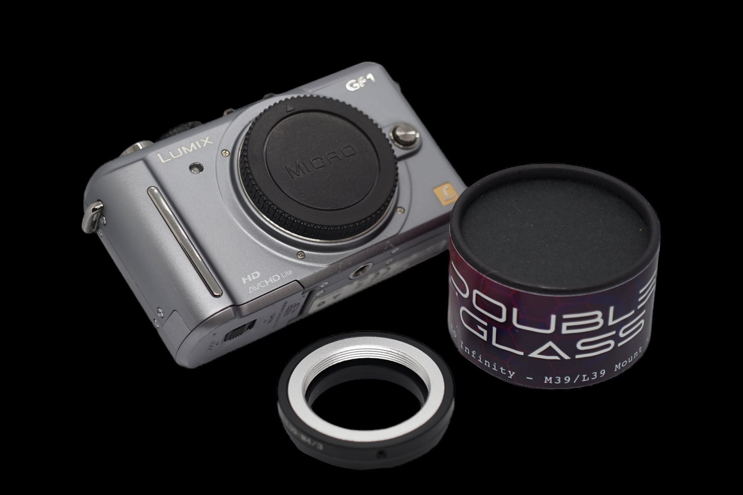 Panasonic GF1 with Double Glass lens and adaptor